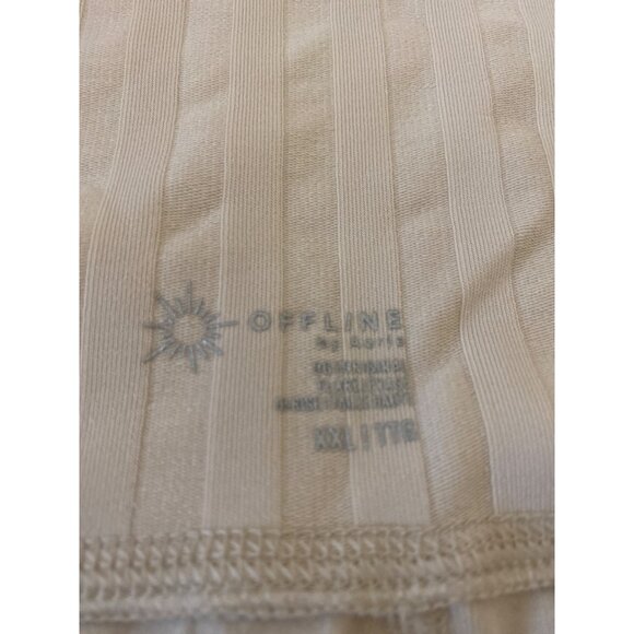 Offline By Aerie Beige Ribbed High-Waist Flared Pants XXL - Picture 4 of 7